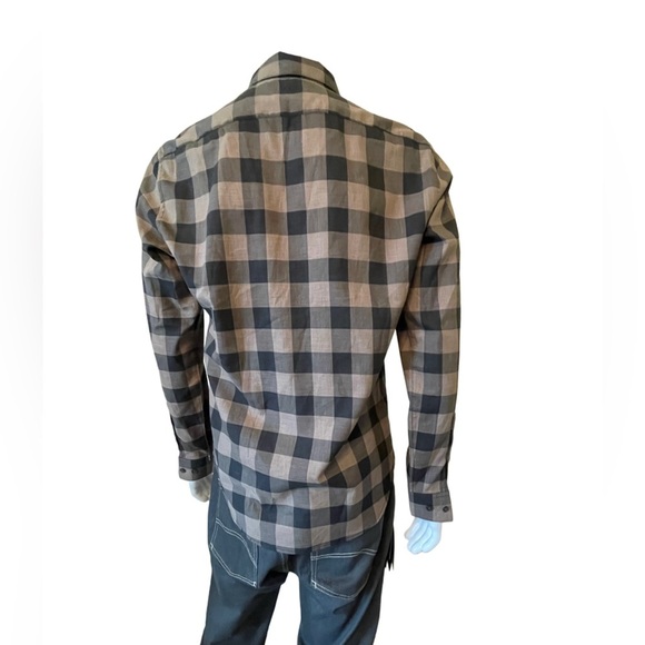 NWT Theory 100% Button Down Cotton Shirt Brushed Checked Zack Preppy Medium NEW - Picture 3 of 8